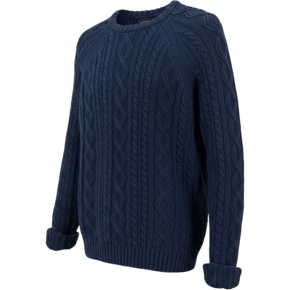 Piombo Cotton Cable Knit Sweater Mens Navy Blue Fisherman Pullover XL